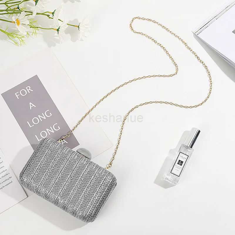 Weave Straw Evening Clutch Bags for Women Summer Party Fashion Shoulder Bags Luxury Purse Hadbags Wedding Bridal Clutches SacXJ240730