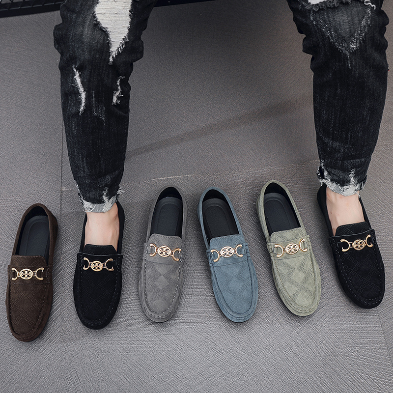 Hot Sale Green Men's Suede Moccasin Classic Handmade Leather Loafers Men Casual Flats Comfortable Slip-on Walking Driving Shoes