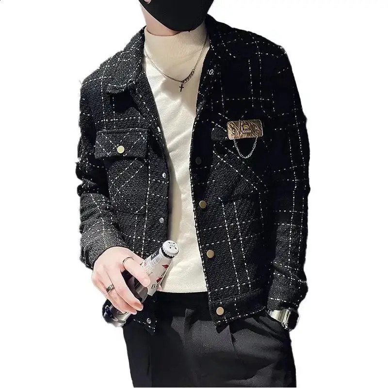 Mens jacket loose collar retro mens jacket for spring and autumn casual cargo jacket solid color loose mens jacket240806
