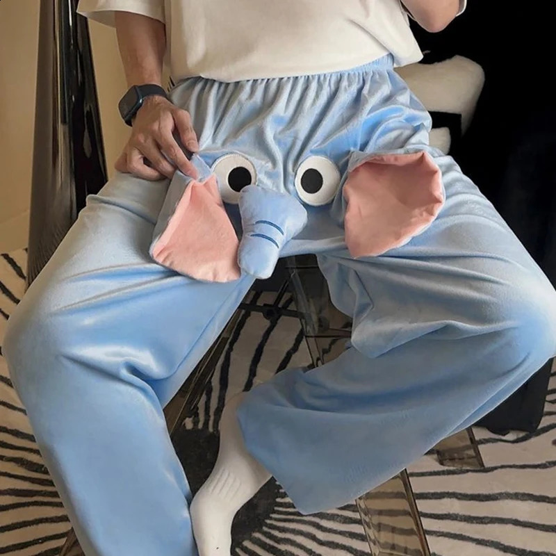 S/M/L/XL Autumn And Winter Funny And Cute Couple Pajama Pants With A Ringing Elephant Trunk 240730