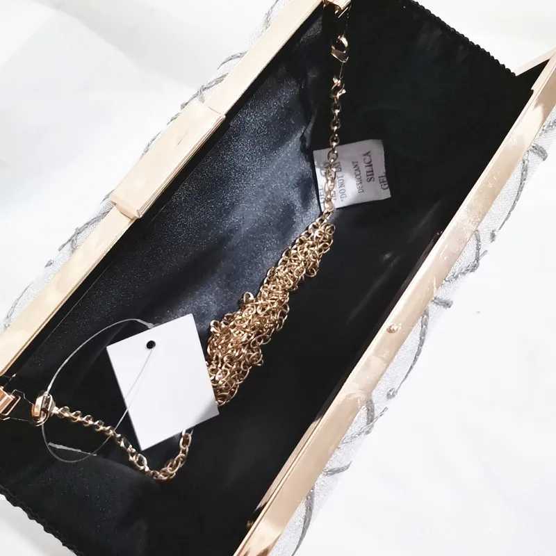 Party Glitter Chain Womens Evening Bag Metal Chain Clutch Purse Glitter Party Wedding HandbagXJ240730