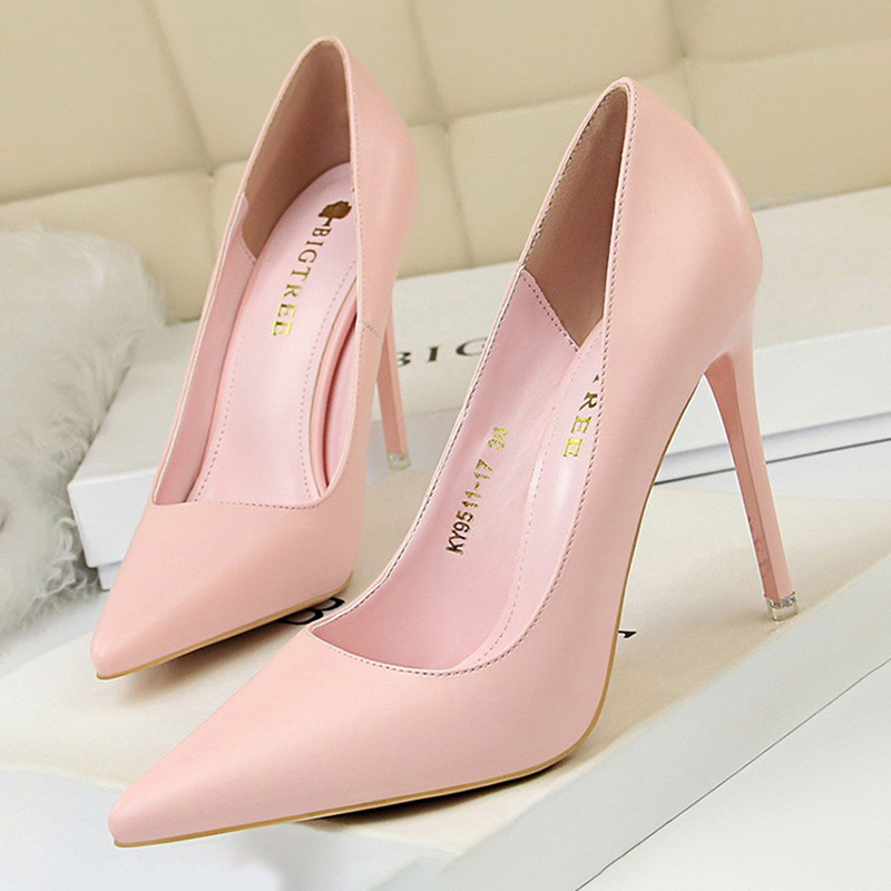 BIGTREE Pumps Fashion New High Black Pink White Wedding Shoes Ladies Stiletto Women Heels 2023