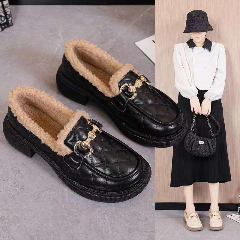 Plush Ddmysports S Women Flat Bottomed Winter New Style Lazy One Foot Cotton Shoes Outdoor Shoes tyle hoes hoes
