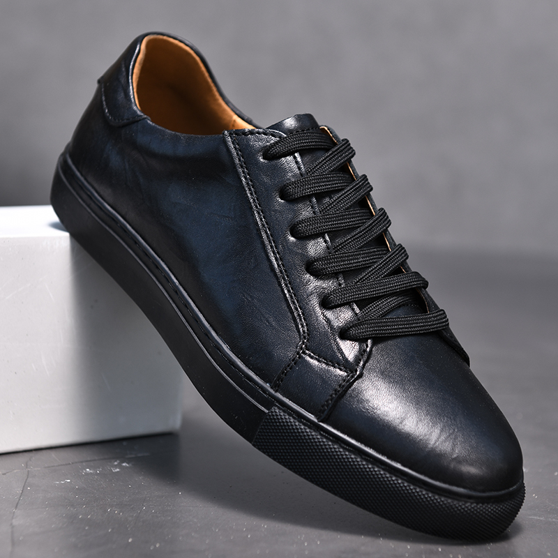 Genuine Leather Men's Shoes Luxury Brand Casual Shoes Non-slip Lace-up Sneakers Shoes Comfortable Sports Shoes Men Walking Shoes