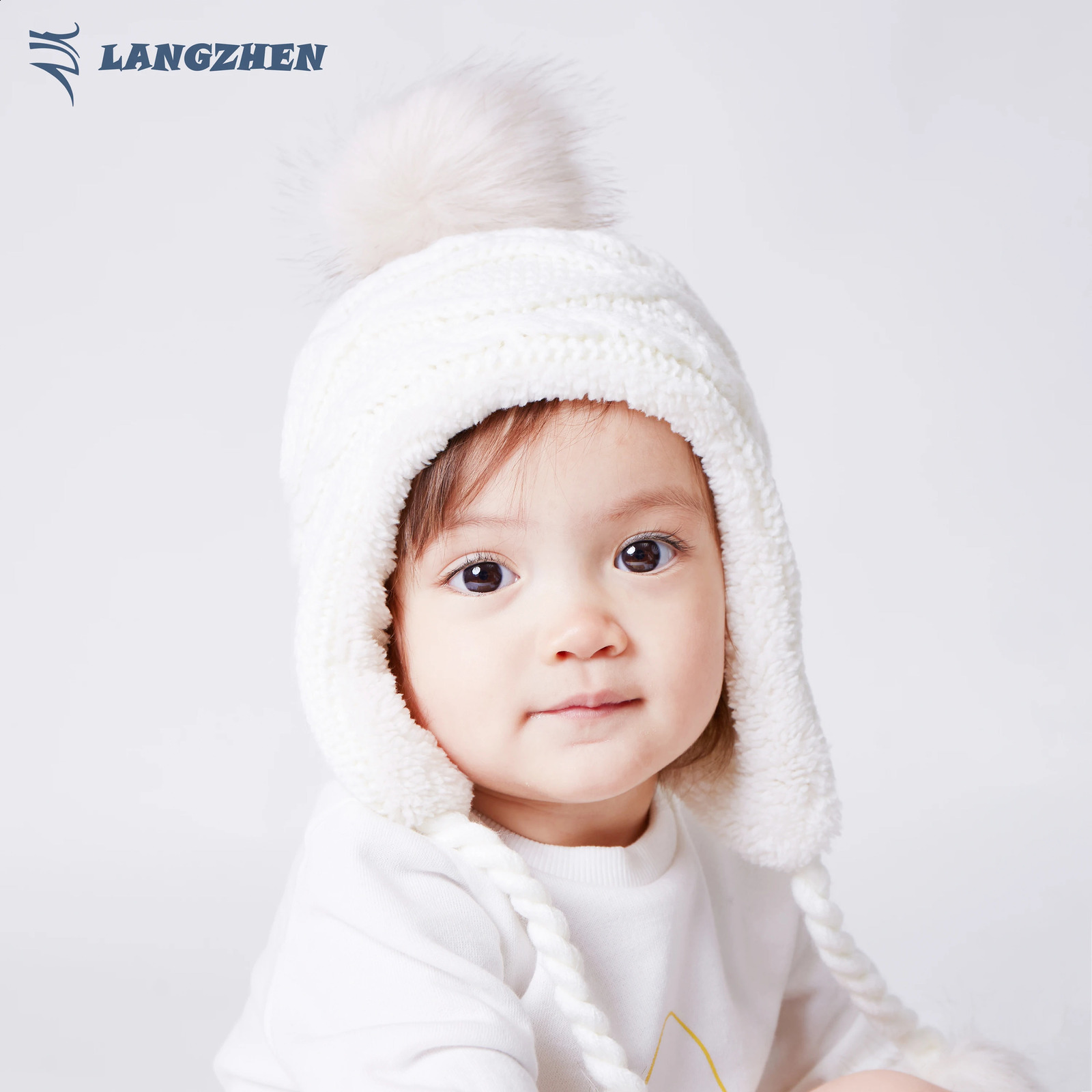 Connectyle Girls Cute Soft Sherpa Lined Skull Cap With Earflaps Hats Kids Winter Warm Beanie Fuzzy Peruvian Hat With Pom-Pom 240729