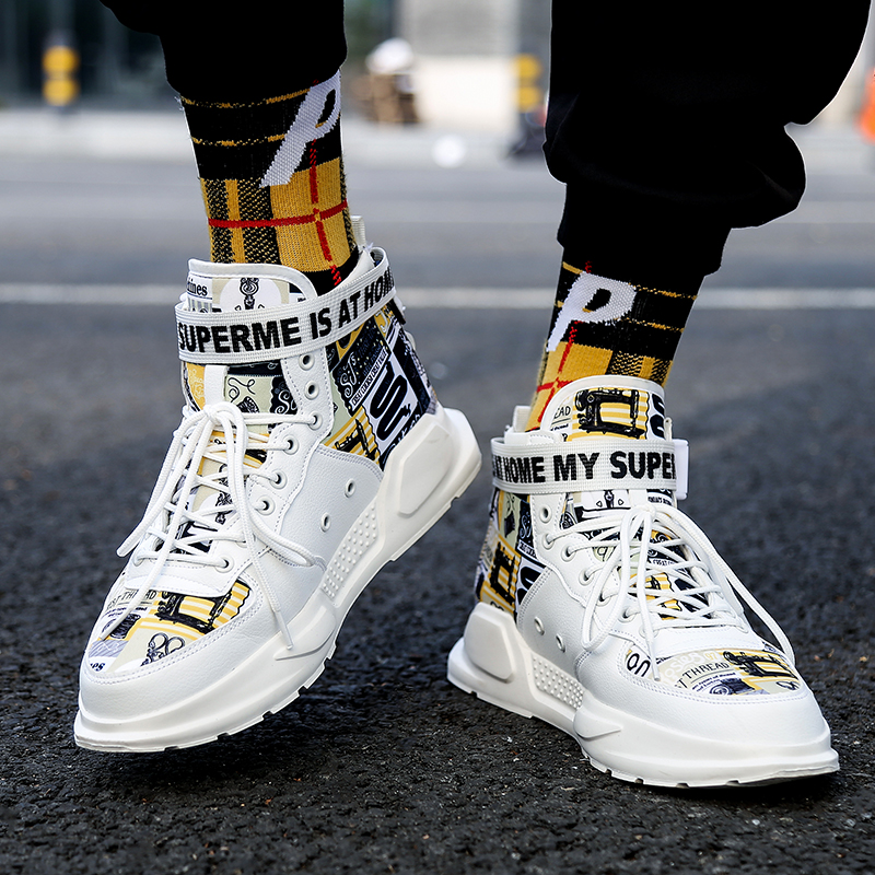 Brand Men Shoes High-tops Casual Sneakers Trendy Boys Red Basketball Sports Tennis Shoes Outdoor Platform Breathable Sneakers