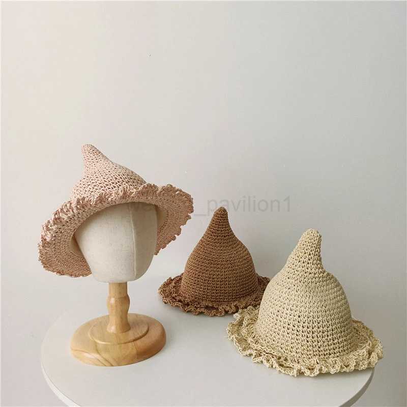 INS Style Cute Pinnacle Straw Hat For Baby Boys And Girls Wizard Hat Big Brim Summer Sunhat Kids Fisherman Hat Fashion CapXJ240730