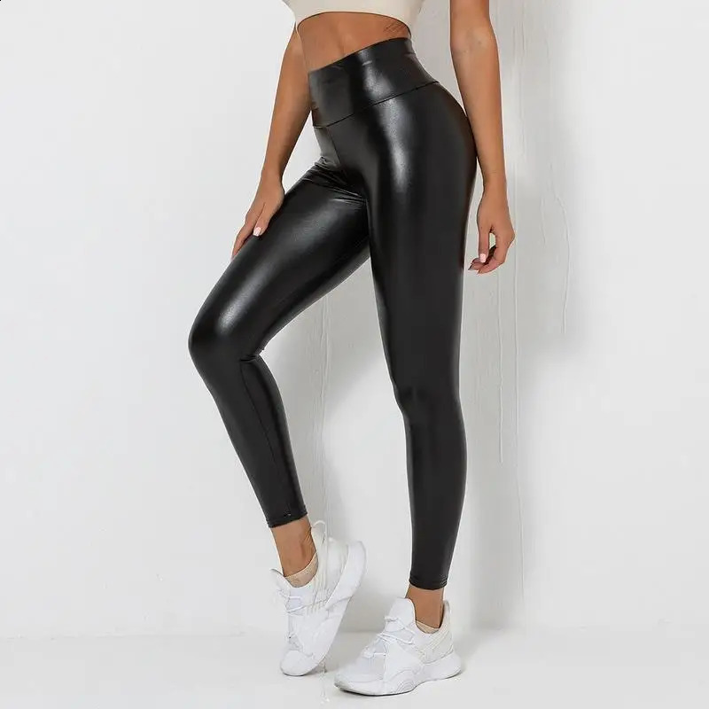 PU Leather Leggings Leather Pants Women Sexy Hips Push Up Leggings Leather Pants Pencil Pants Tight High Waist Casual Leggings 240730