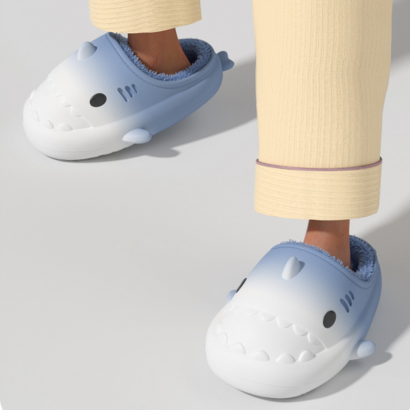 Cozy Shark Slippers: Warm Cartoon Cotton Slides for Men & Women (2024)