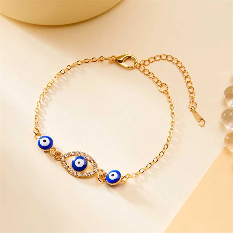 New Fashion Trkiye Blue Evil Eye Bracelet Womens Simple Adjustable Lucky Chain Zircon Eye Bracelet Jewelry Birthday GiftW240730