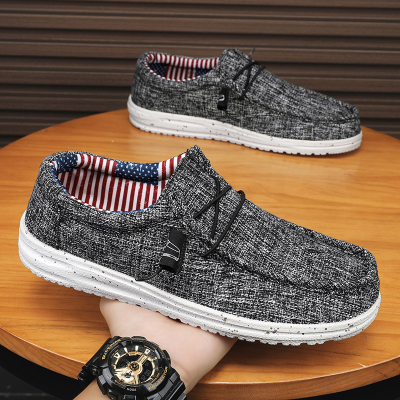 Men's Breathable Casual Canvas Slip Shoes Comfort Slip-on Loafer Soft Penny Loafers for Men Lightweight Driving Boat Shoes