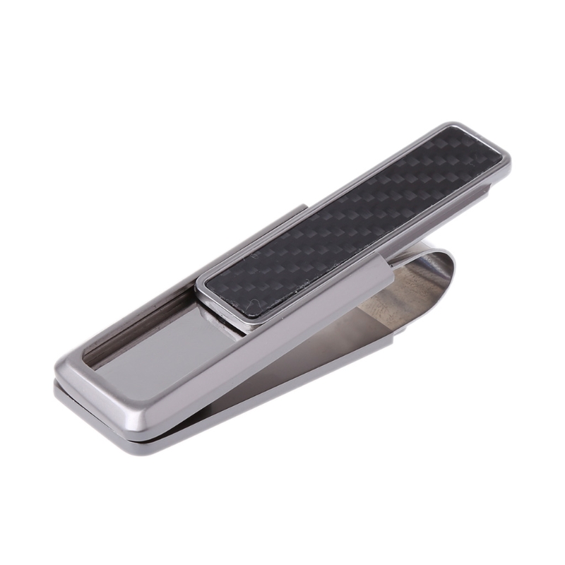 Men's Business Wallet Stainless Steel Carbon Fiber Money Clip Credit Card Holder