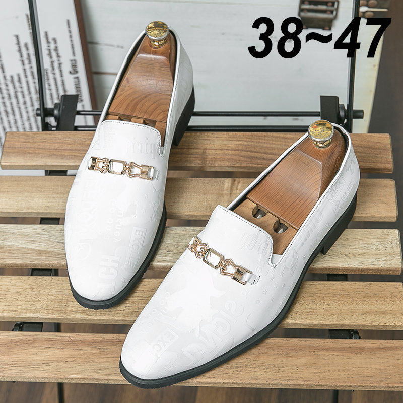 Mens White Casual Loafers Driving Moccasin Fashion Male Comfortable Business Formal Spring Leather Men Lazy Metal Dress Shoes c2e4