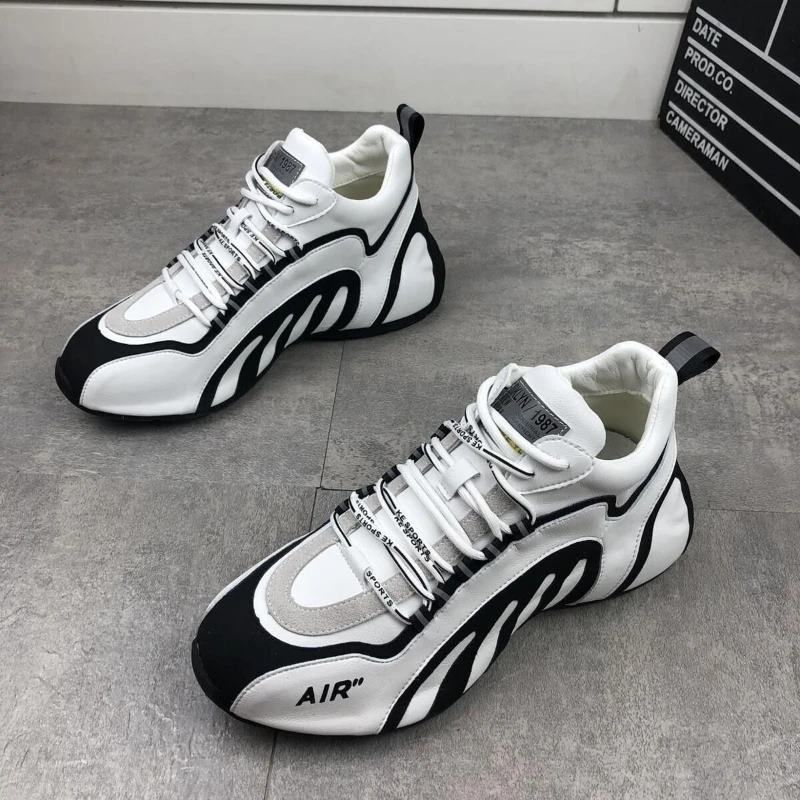 Running Spring New Lace Up Leather Men Casual Outdoor Fashion Soft New Soled Men's Sneakers Flat Vulcanize Shoes