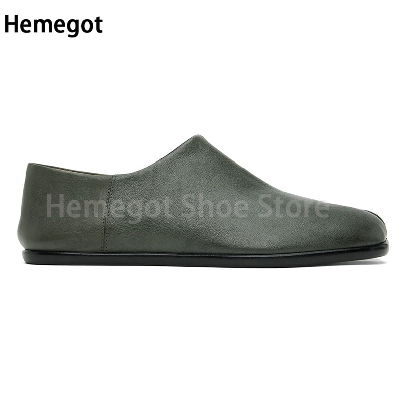 Split Toe Slip On Men Silver Leather Loafers Fashion Cattlehide Men Oxfords Shoes Lazy Flat Shoes Male Formal Party Shoes