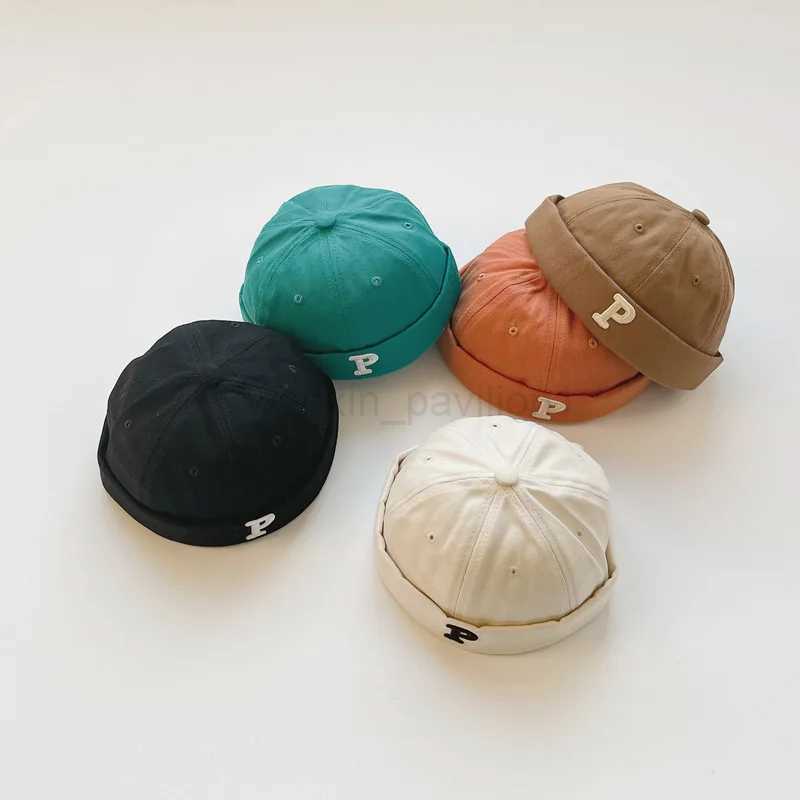 Vintage Letters Embroidered Baby Brimless Hat Spring Kids Boys Girls Hip Hop Docker Cap Adjustable Children Beanie HatsXJ240730