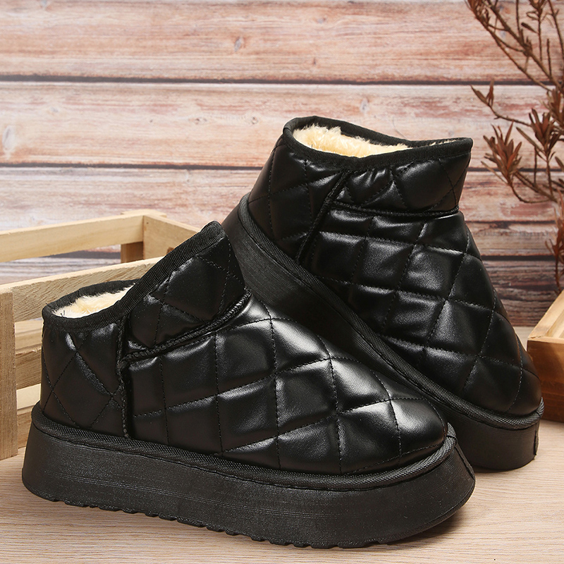 White Black Chunky Platform Snow Women 2023 Winter Warm Plush Ankle Boots Woman Waterproof Thick Sole Cotton Padded Shoes 8600
