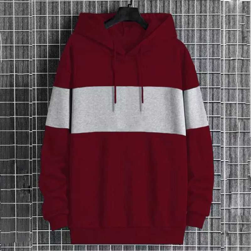 New Mens Long-sleeved Hoodie Male Matching Color Casual Sport Sweatshirt HoodiesM240730