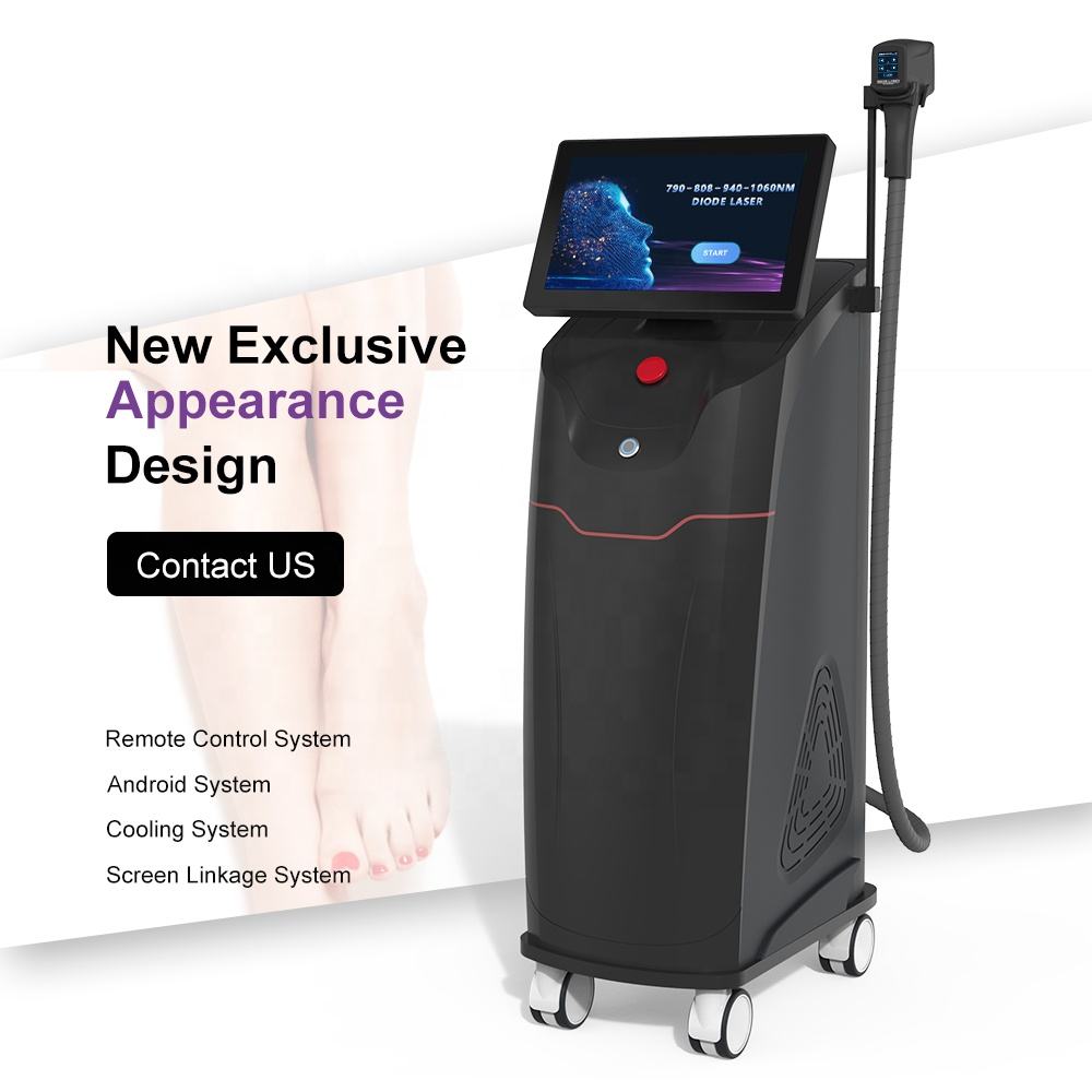 New Model 808nm Diode Laser Pain-free Hair Removal Depilation 4 Wavelength 808 790 940 1060 Ice Freezing Point 100 Million Shots Skin Smoothing Machin