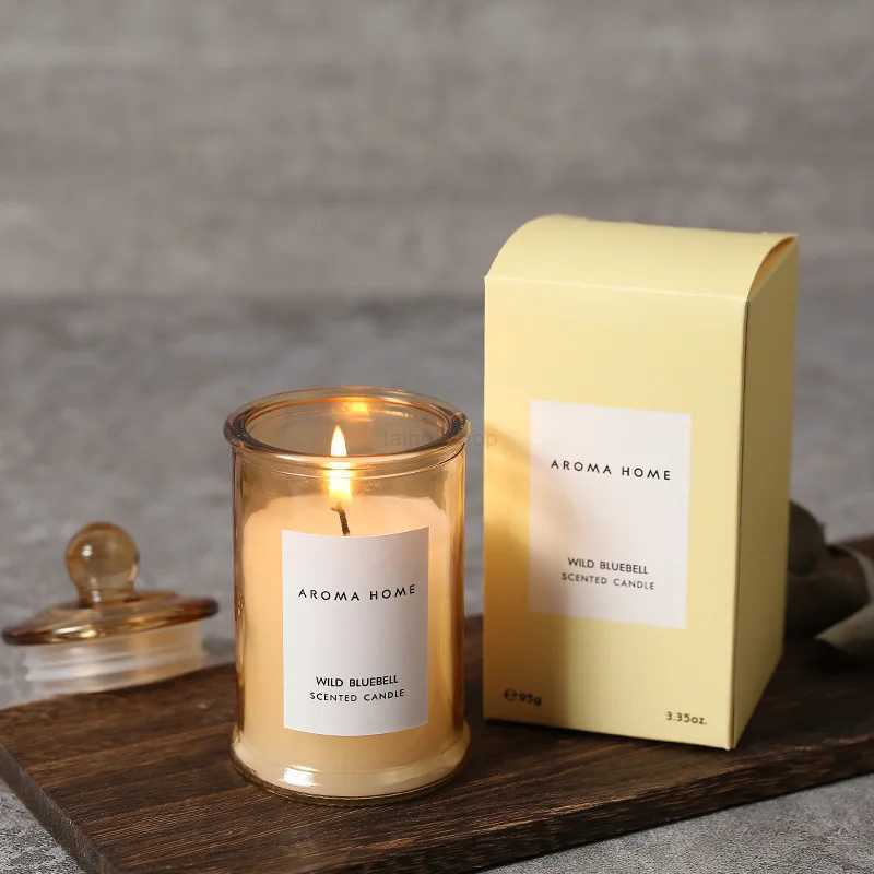 Ins Style Vintage Glass Jar Scented Candle Essential Oils Soy Wax Candle Aromatherapy Home Decoration Birthday Xmas GiftXJ240730