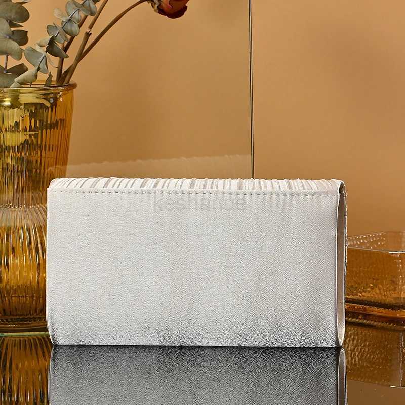 New fashion pleated shoulder bag Casual and simple dinner party crossbody bag Gold Satin for women wedding partyXJ240730