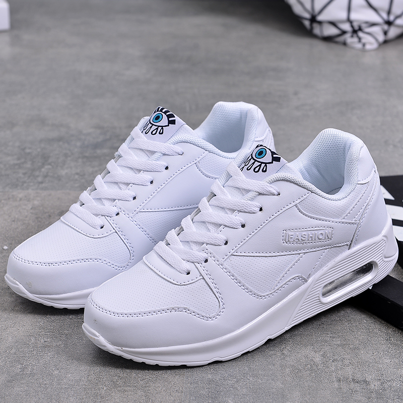 Women Fashion Sneakers Air Cushion Sports Pu Leather Blue White Pink Outdoor Walking Jogging Shoes Female Trainers