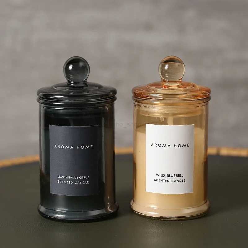 Ins Style Vintage Glass Jar Scented Candle Essential Oils Soy Wax Candle Aromatherapy Home Decoration Birthday Xmas GiftXJ240730