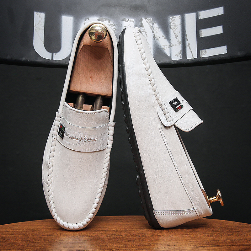 2022 Spring Autumn Men's Dress Shoes White Loafers Leather Casual Shoes Slip on Moccasin Shoes Fashion Men Shoes Design Shoes