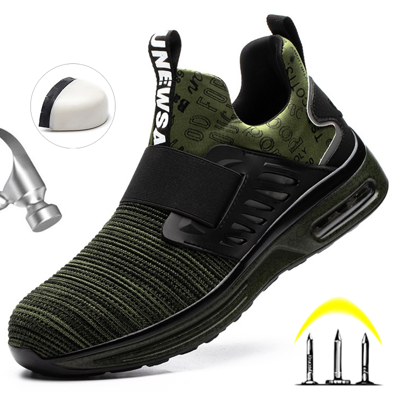 Plastic Breathable Cap Toe Protective Footwear Slip on Lightweight Work Shoes Men Women Safety Sneakers Male 8017