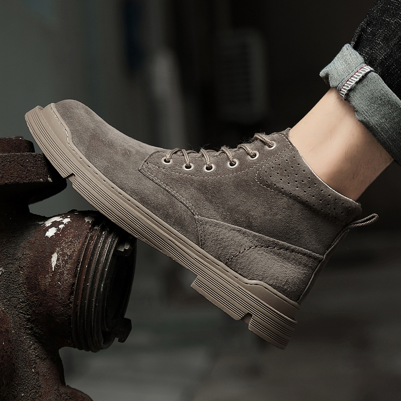 Mens Top High Quality Leather Shoes Fashion Outdoor Motorcycle Ankle Male Winter Plus Veet Warm Lace Up Boots 87b2