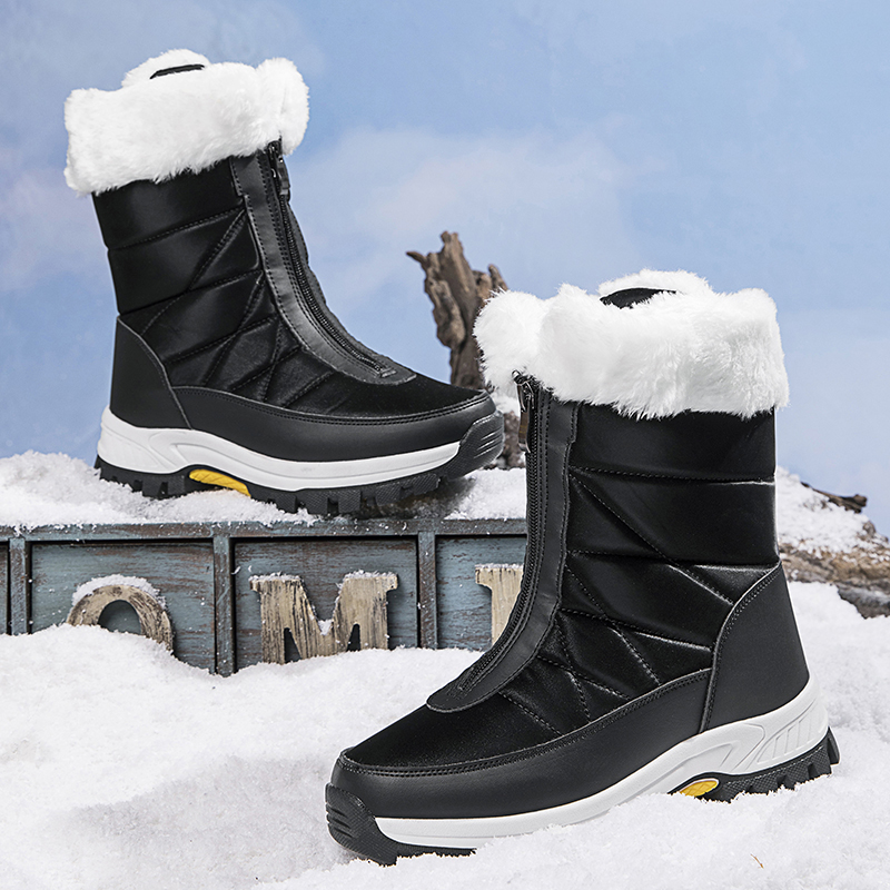 Winter Womens Snow Boots Non-slip Outdoor Waterproof Women Keep Warm Boots Botas Mujer Zipper Female Cotton Boots Plus Size 42