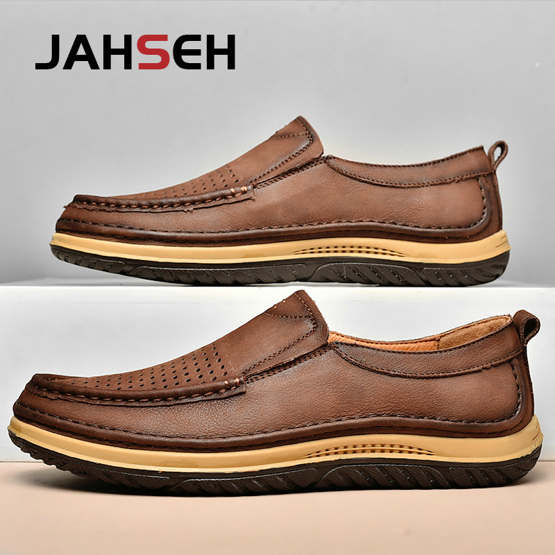 Brand Men Genuine Leather Shoes Luxury Casual shoes Men Loafers Moccasins High Quality Sneakers Breathable Slip on Driving Male