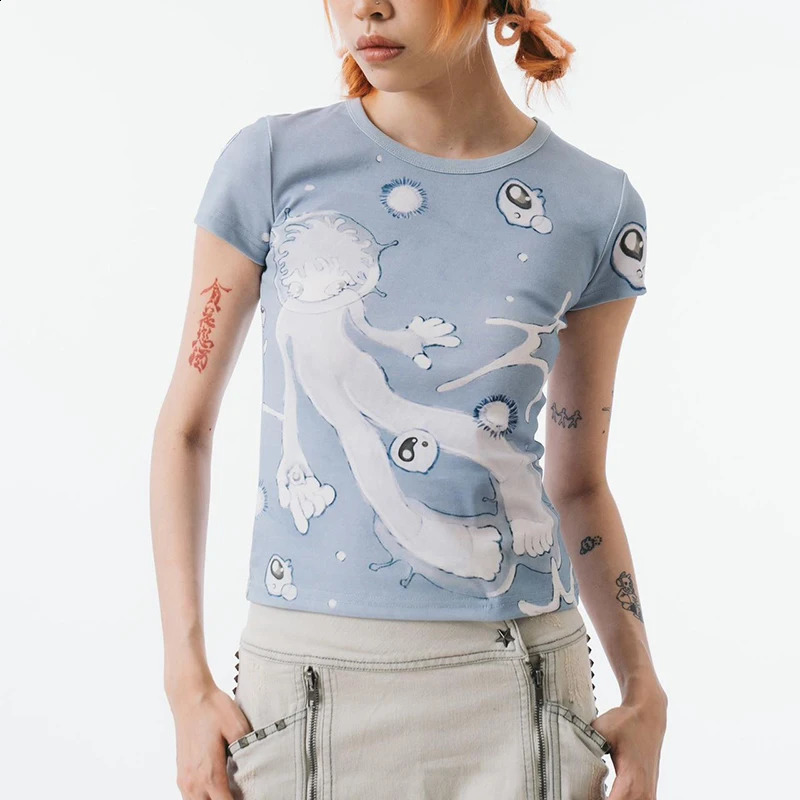 Aesthetic Emo Summer Baby Tees Tops Streetwear Gothic Harajuku Graphic Cool Girl T-shirt Vintage Crop Tops Wome clothes y2k tops 240730