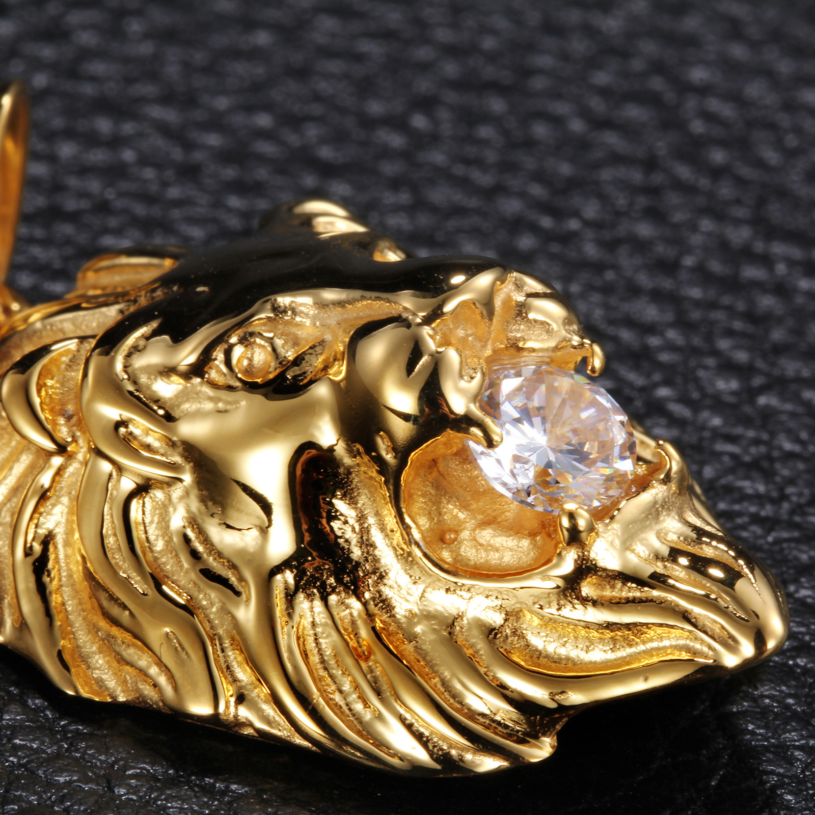 Sophisticated Male Lion Head Chain Necklace - Superior Quality 316L Stainless Steel & Genuine 18k Gold Plating