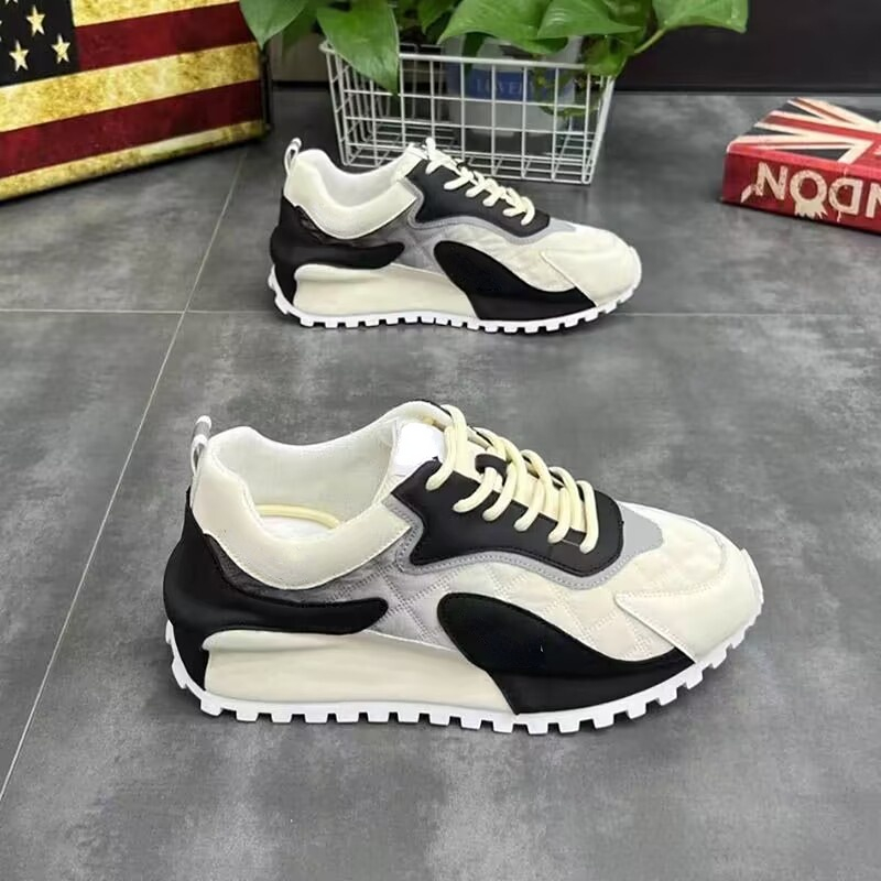 Casual Sneakers Men Fashion Mixed Colors Microfiber Leather Mesh Breathable Increased Internal Cover Bottom Platform Board Shoes 3097 0766