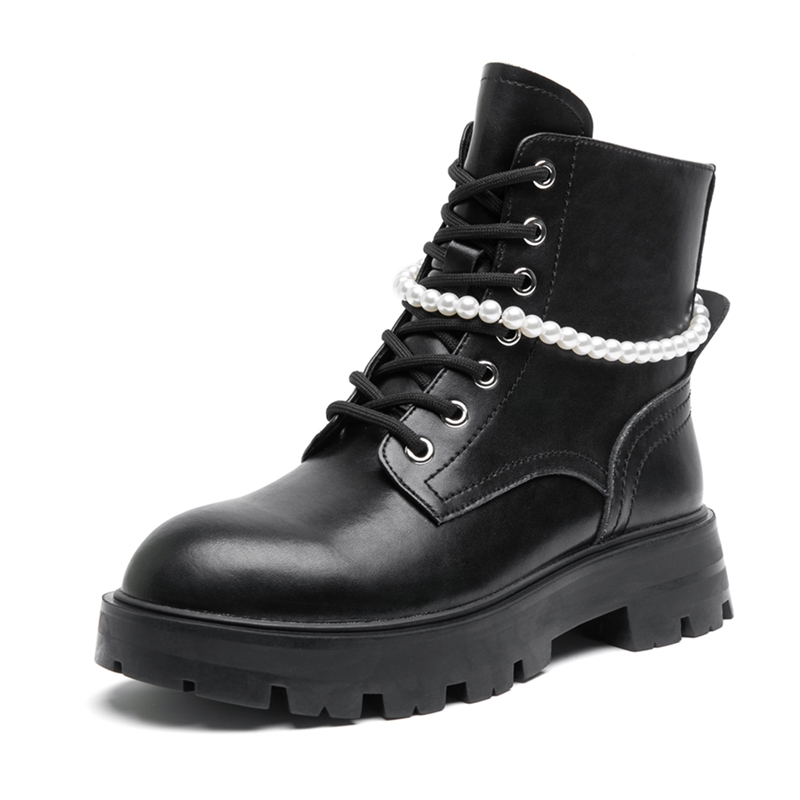AIYUQI Women's Ankle Boots Winter Large Size Genuine Leather Fashion Beaded Women Short Boots Fur Warm Women's Booties
