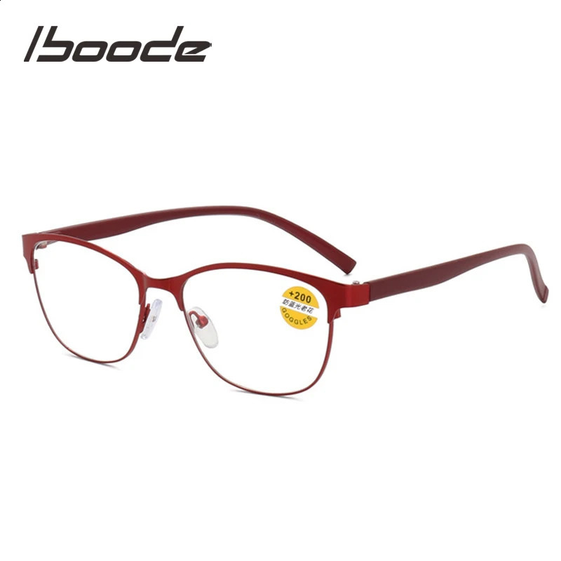 iboode Stainless Steel Men Women Computer Reading Glasses For Reader Presbyopic Optical Lens Goggles 1.0 1.5 2 2.5 3 3.5 4 240722
