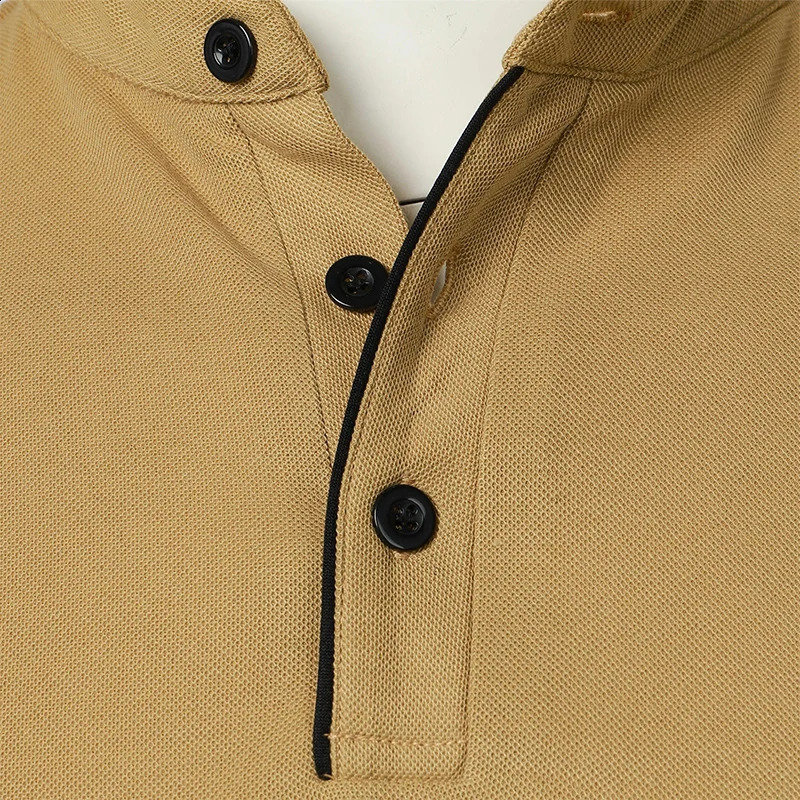 Mens solid color shortsleeved stand collar Tshirt casual top 240730