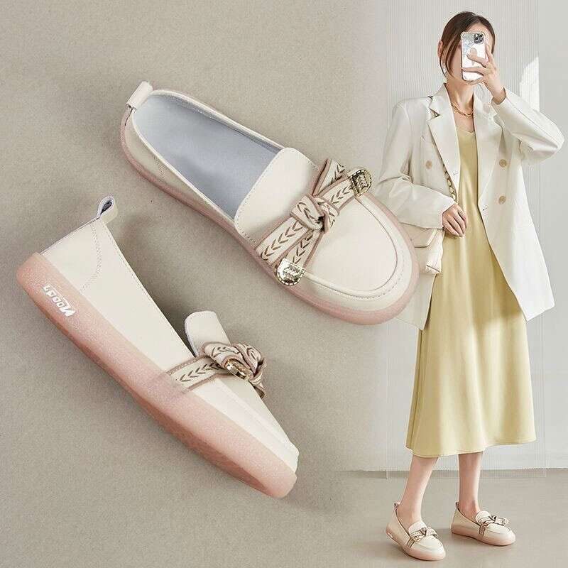 Women Ddmysports S New Jelly Sole Flat Bottomed French Single And Small Leather Shoes Outdoor Shoes ole ingle mall hoes hoes