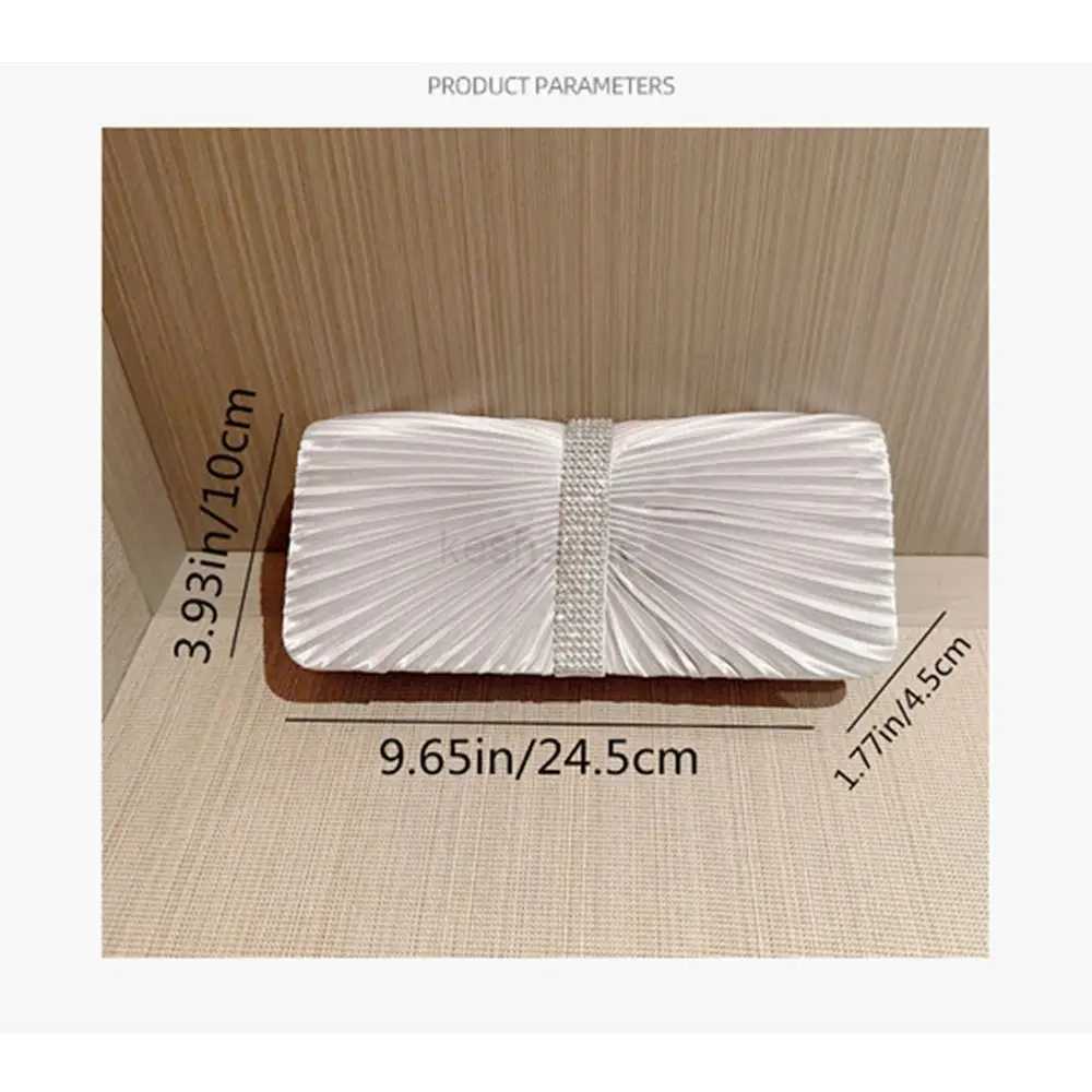 Fashion Ladies Silver Luxury Satin Clutches Evening Bags Sequins Banquet Clutch Bag Wedding Party Purse Womens Chain BagsXJ240730