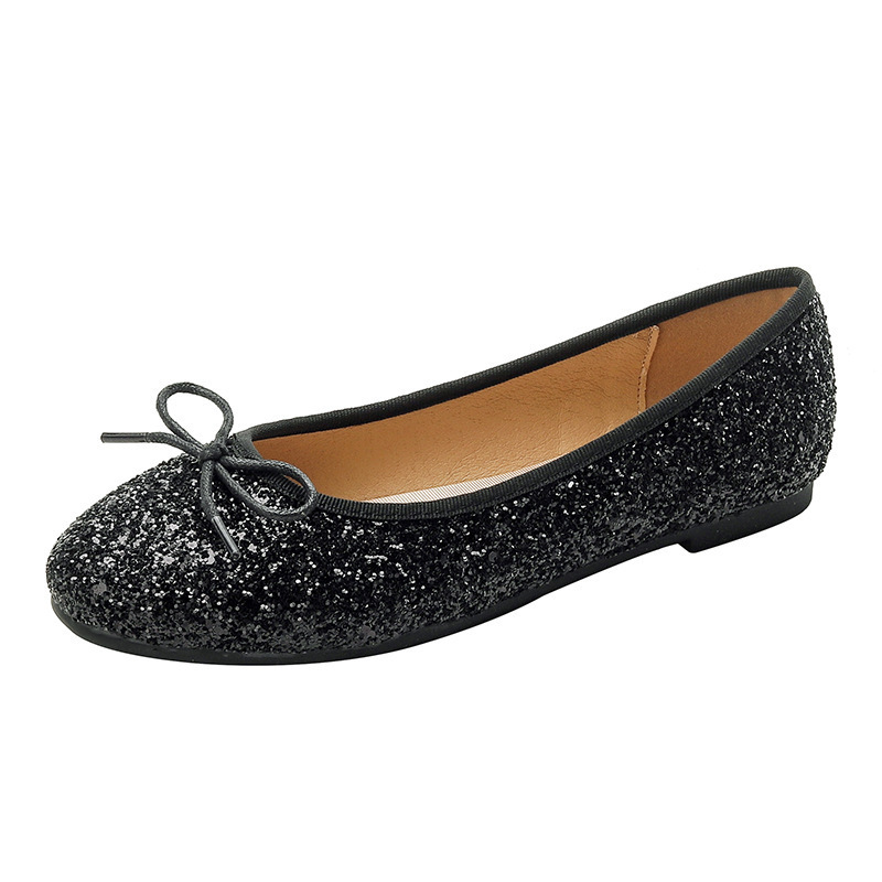 Classic Round Toe Bowtie Flats Woman Foldable Roll-Up Shoes Pocket Loafers Serpentine/Sequins Ballerinas Ladies Dress Mocasines