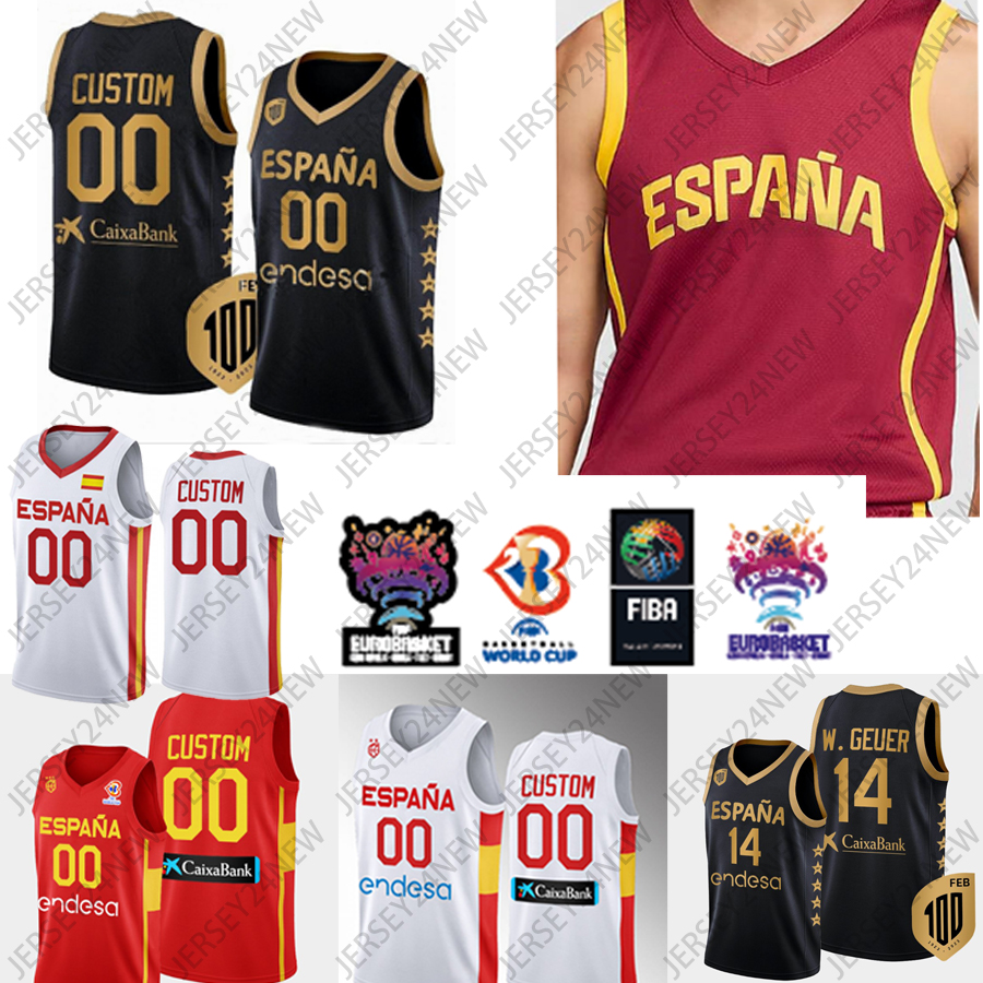 100th anniversary Spain National Team Espana 13 Gasol 14 Wears Euro Basket Basketball Willy Hernangomez Jersey Lorenzo Brown 16 7 Jaime Fernandez XS-4XL