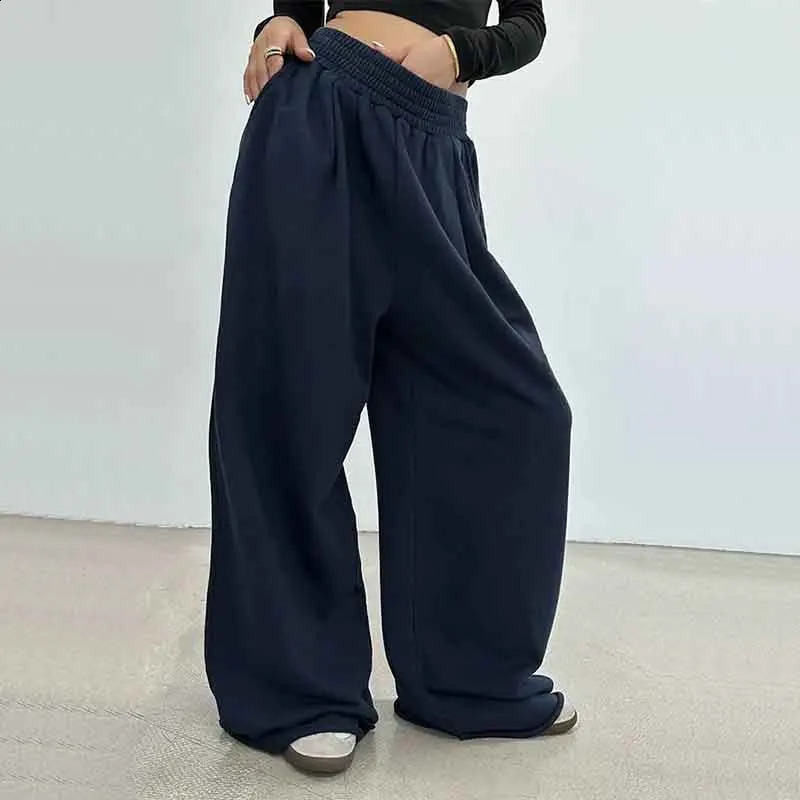 100% Cotton Loose Wide Leg Pants Women Fall Fashion Japanese High Waist Drawstring Casual Sweatpants Y2K Hip Hop Streetwear Z260314