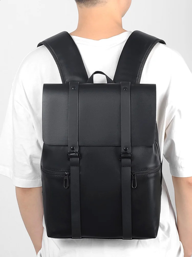 Men Backpack Rucksack Daypack Satchel Student Bag PU Leather Laptop Computer Travel Business Male School Book Bags Knapsack 240902