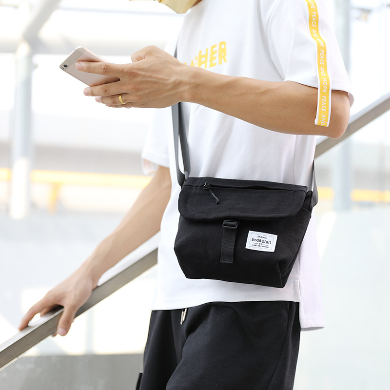 Crossbody bag men's fashion brand single shoulder bag canvas boys crossbody bag mobile phone bag backpack men a piece of hair