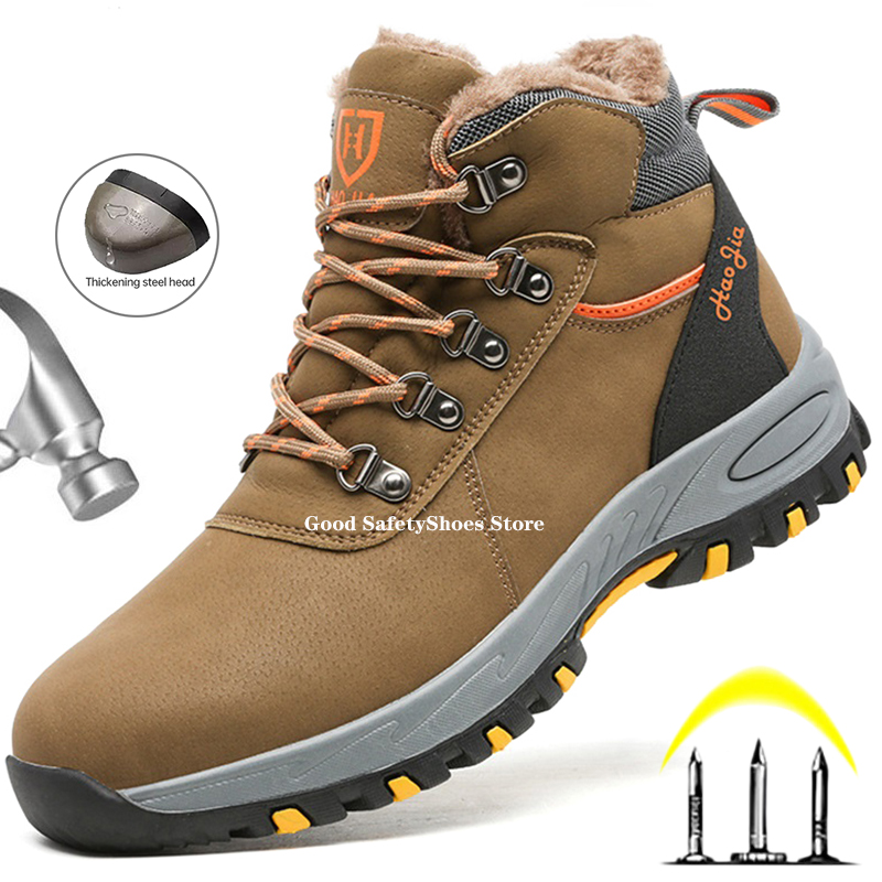 Toe Steel Winter Anti-Slip Anti-Puncture Boots Men Safety Shoes Indestructible Work Sneakers ff15