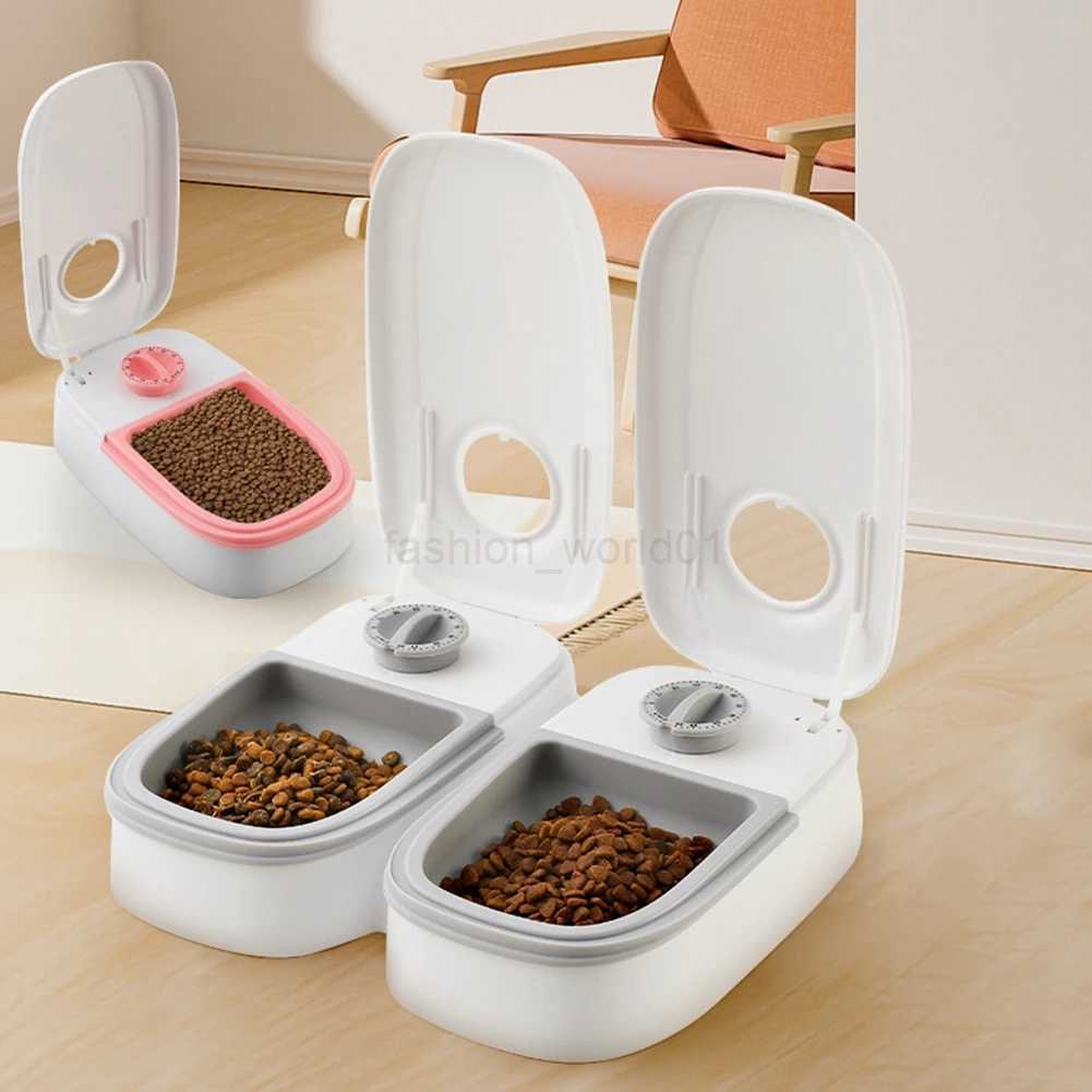 Pet Feeder For Cats And Dogs Dry Or Semi Moist Food Double Meal Separation Dispenser 48 Hour Intelligent Timing Feeding For Home Use