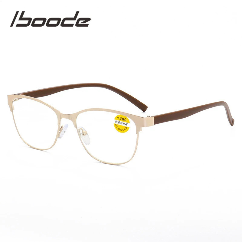 iboode Stainless Steel Men Women Computer Reading Glasses For Reader Presbyopic Optical Lens Goggles 1.0 1.5 2 2.5 3 3.5 4 240722