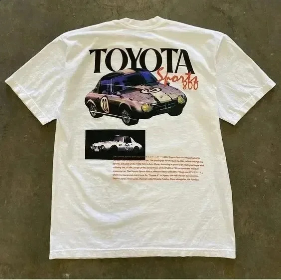 Retro 90s American Classic Sports Car Print Summer Cotton Couple T-Shirt