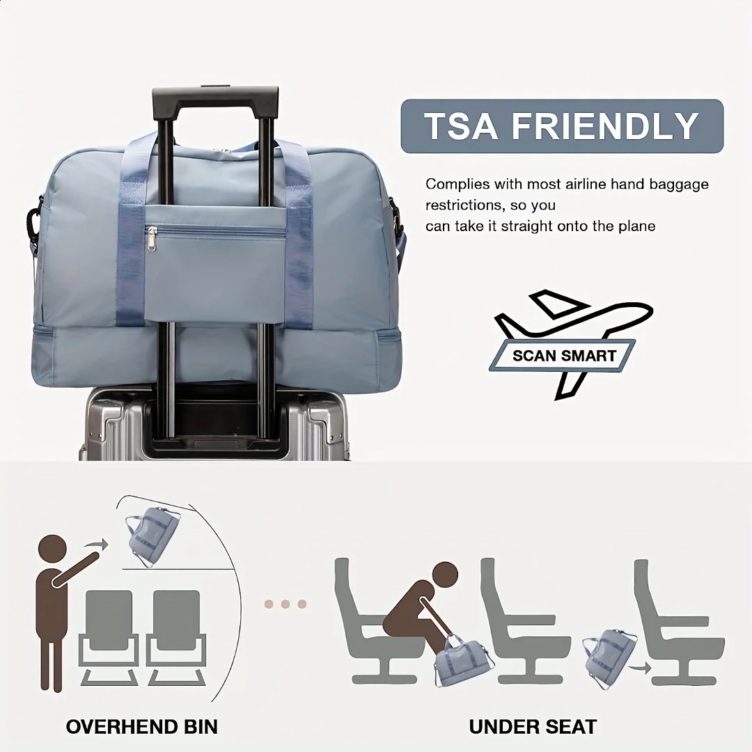 Carry On Duffel Travel Bag Large Capacity Travel Weekender Overnight Bags Casual Sports Gym Tote Bag with Shoe Compartment 240730